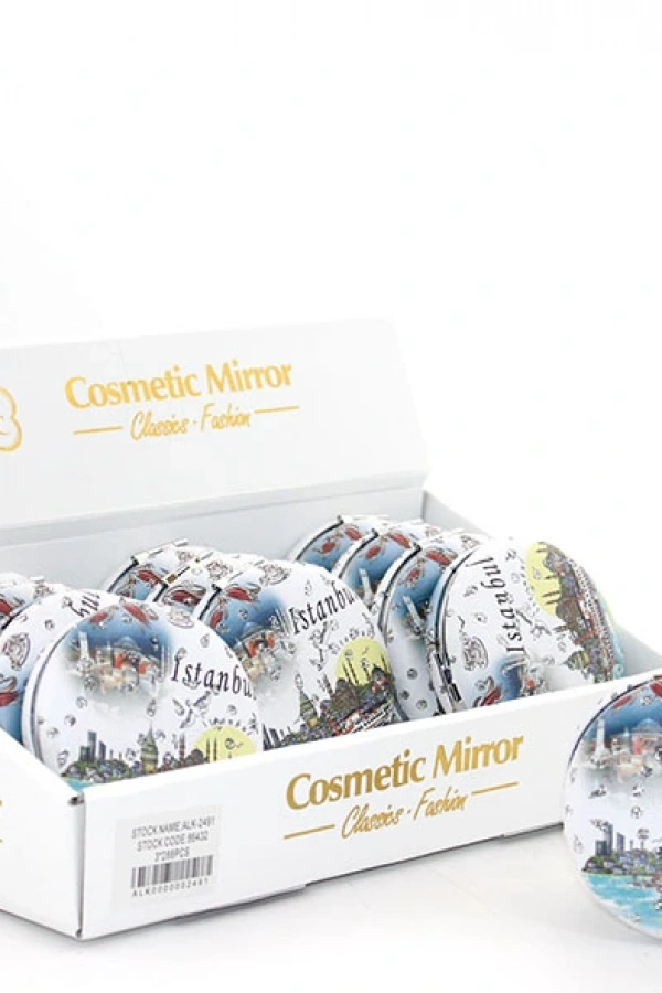 Taşlı İstanbul Tasarımı El Aynası Kalın Model 4