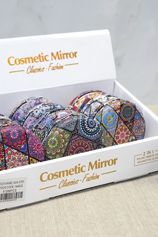 Taşlı Yuvarlak El Aynası Kalın Model 1