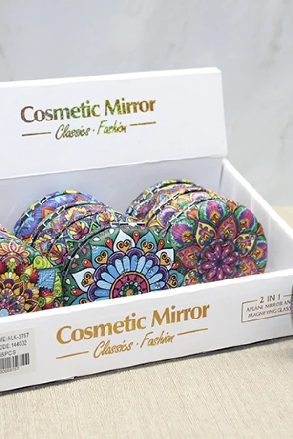 Taşlı Yuvarlak El Aynası Kalın Model 4