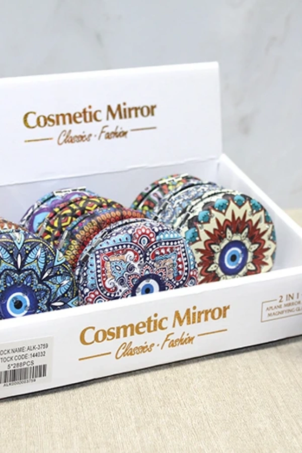 Taşlı Yuvarlak El Aynası Kalın Model 5