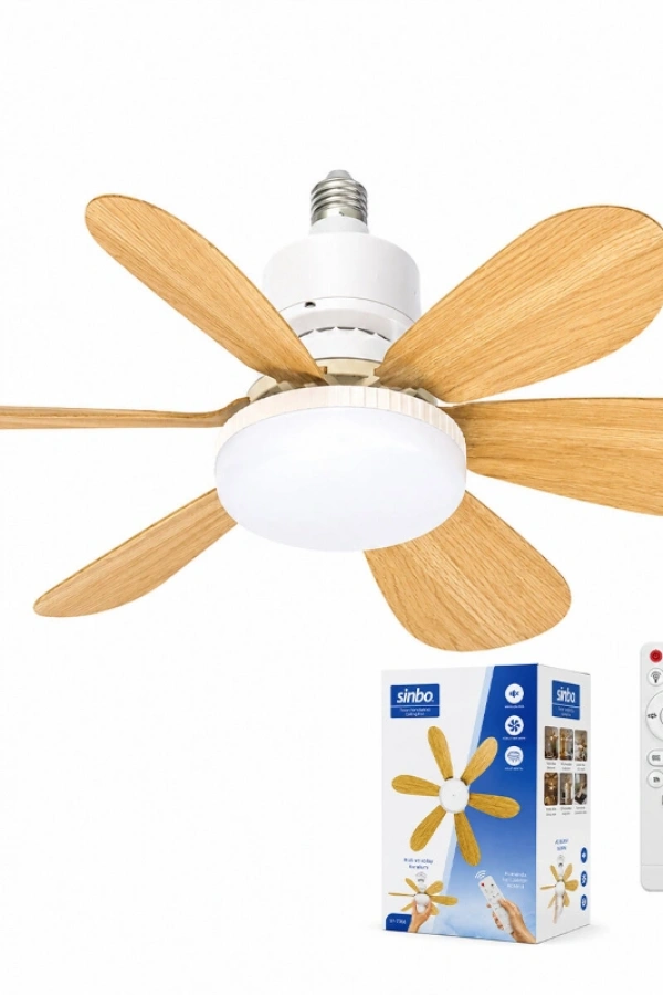 Tavan Vantilatörü ve LED Avize - Uzaktan Kumandalı - 6 Kanatlı - 52 cm
