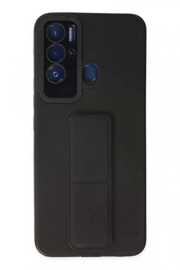 Tecno Pova Neo Kılıf Mega Standlı Silikon - Siyah