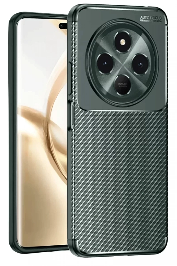 Tecno Spark 30 Kılıf Auto Focus Karbon Kapak - Koyu Yeşil