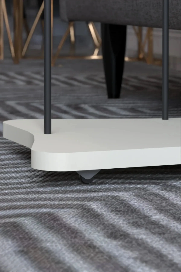 Yan Sehpa Tekerlekli Servis Sehpası HND Krem