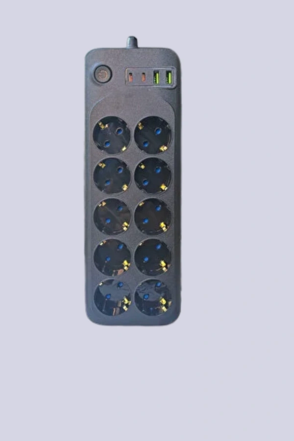 Termal Akım Korumalı 10’lu Grup Priz USB Type-C Hızlı Şarj 2500W 2m Kablo