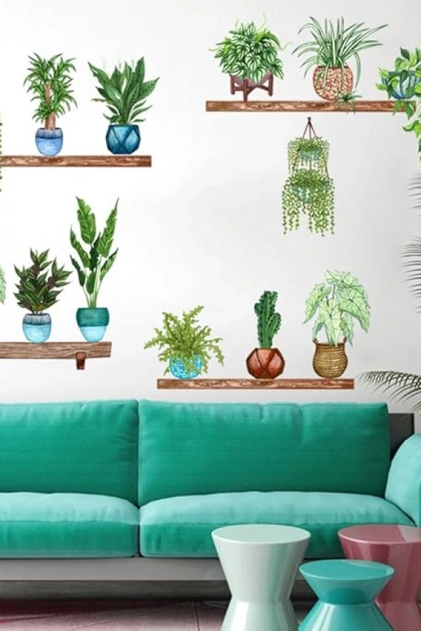 Tropikal Bitkiler Duvar Stickerı Model B