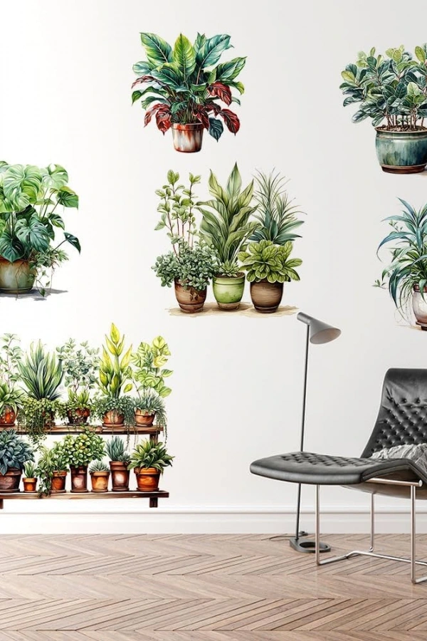 Tropikal Bitkiler Duvar Stickerı Model C