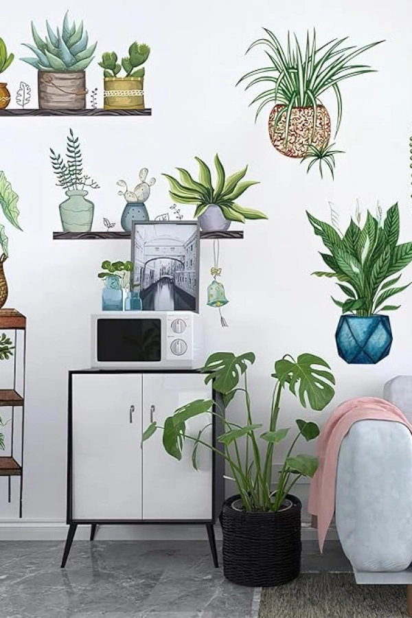 Tropikal Bitkiler Duvar Stickerı Model D