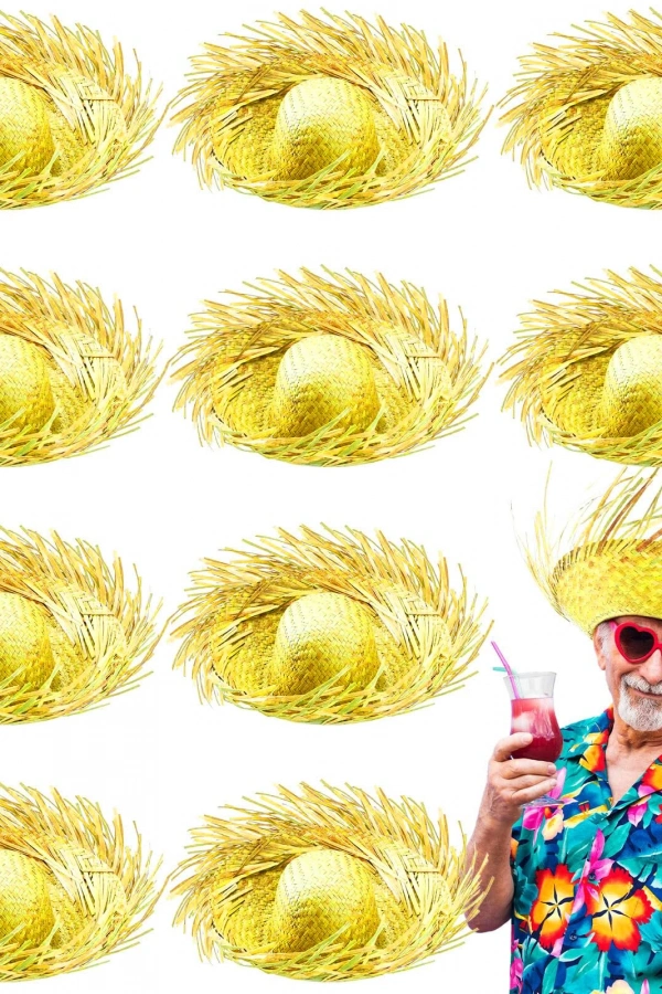 Tropikal Parti Sarı Hasır Hawaii Şapkası