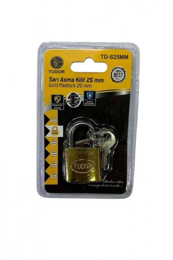 Tudor 25 mm Kısa Sarı Asma Kilit
