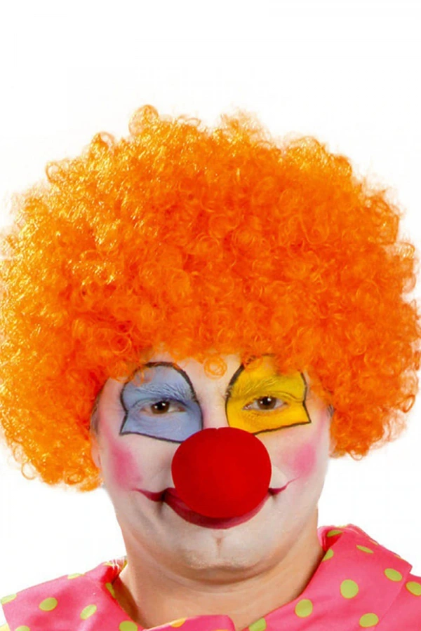 Turuncu Renk Kıvırcık Afro Palyaço Seti