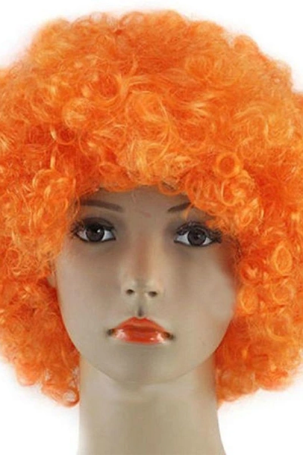 Turuncu Renk Kıvırcık Peruk