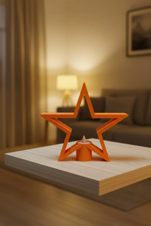 Turuncu Yıldız Mumluk Loş Işık Salon Dekoru