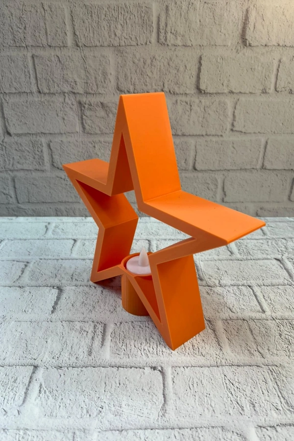 Turuncu Yıldız Mumluk Loş Işık Salon Dekoru