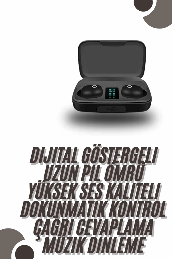 TWS Bluetooth Kulaklık 5.0 Bluetooth Bağlantılı Dokunmatik Kontrol Özelliği