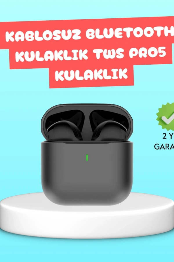 TWS Pro 5 Bluetooth Kulaklık – Kablosuz ve Şarj Kutulu Tasarım