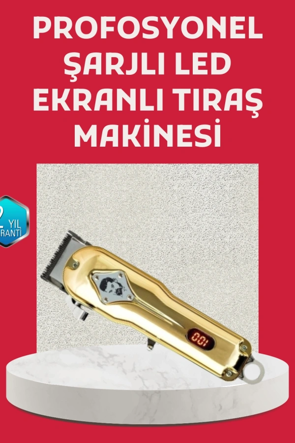 Type-C Şarjlı LCD Ekranlı Profesyonel Saç Sakal Tıraş Makinesi