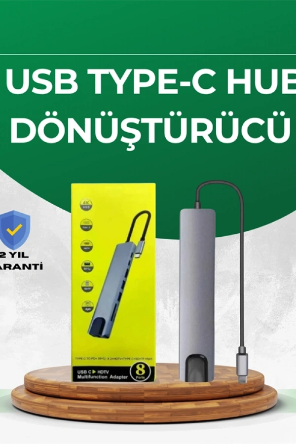 Type‑C Dönüştürücü – 2×USB3.0, SD/MS, 4K HDMI & RJ45 ile Profesyonel Kullanım