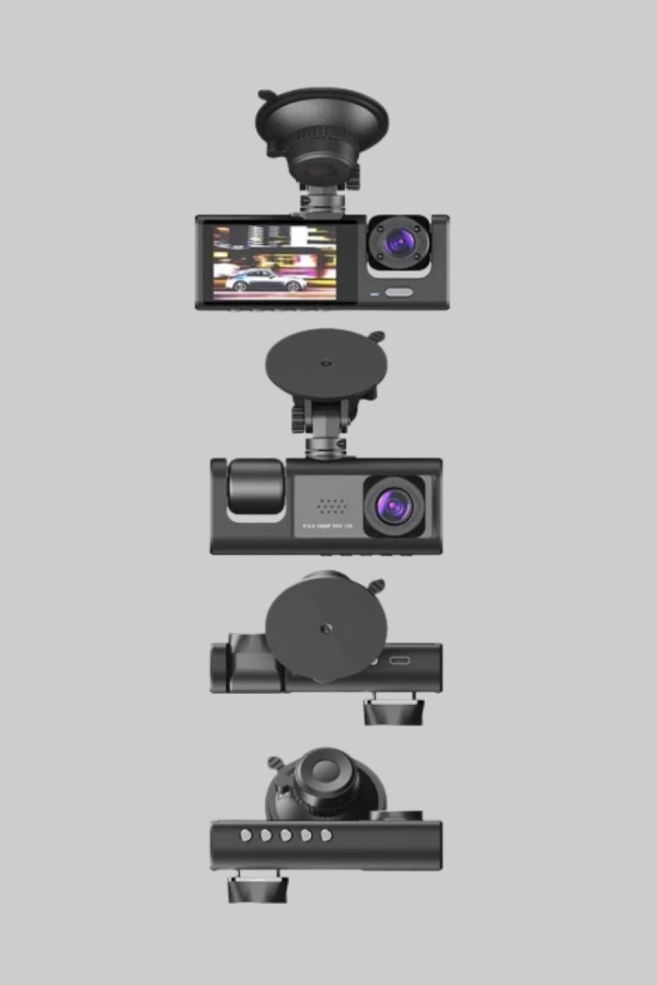 Üç Kameralı Araç DVR Full HD Gece Görüşlü ve 2 inç IPS Ekranlı