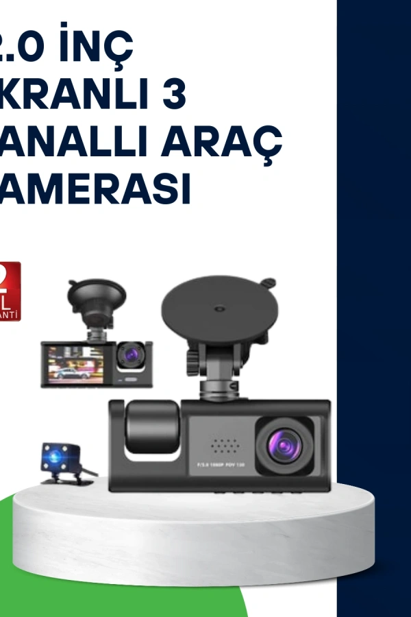 Üç Kameralı Araç Kamerası Full HD Gece Görüş  G-Sensör
