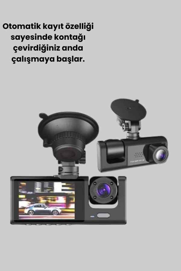 Üç Kameralı Araç Kamerası Full HD Gece Görüş  G-Sensör