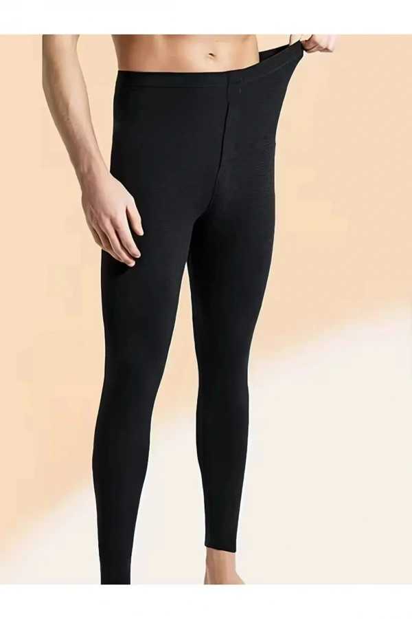 Unisex Şardonlu Termal İçlik Tayt Siyah
