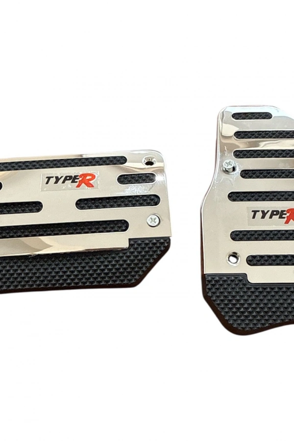 Universal Otomatik Metal Pedal Seti 2 Parça Krom Siyah