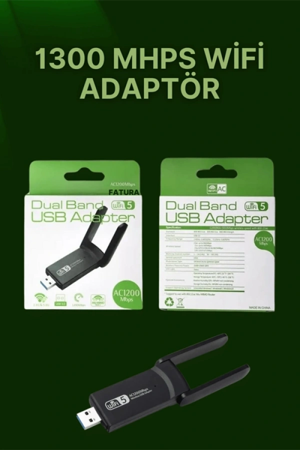 USB 3.0 Wireless Adaptör – 2.4GHz & 5GHz Destekli