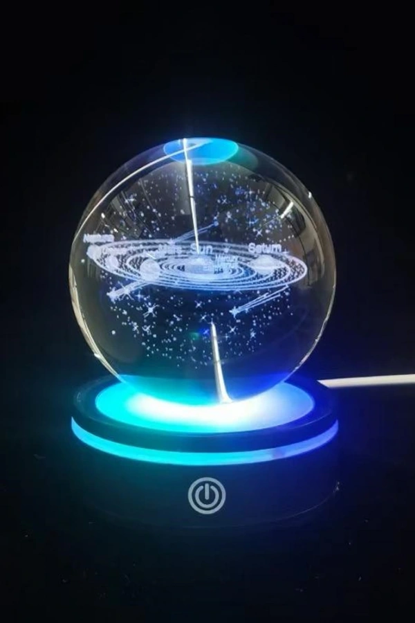 USBli Gezegenler Tasarımlı Dönen Cam Küre