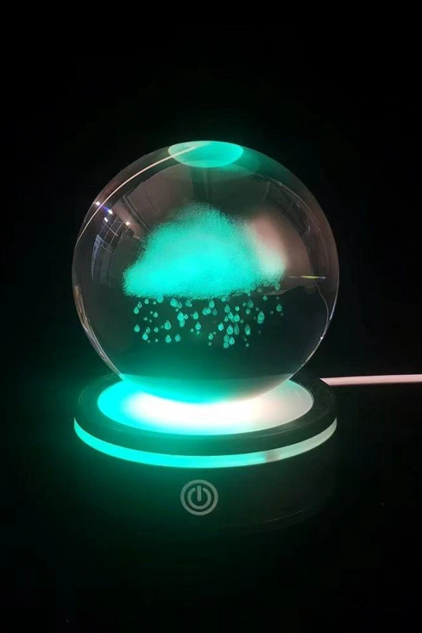 USBli Yağmur Bulutu Tasarımlı Dönen Cam Küre