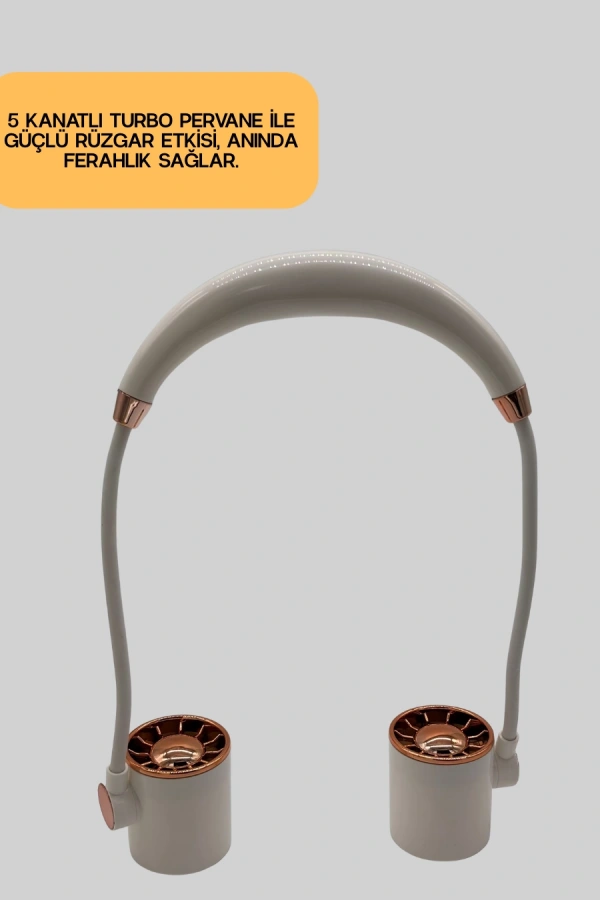 USB Şarjlı Katlanabilir Mini Boyun Fanı 1–3 Saat Kullanım