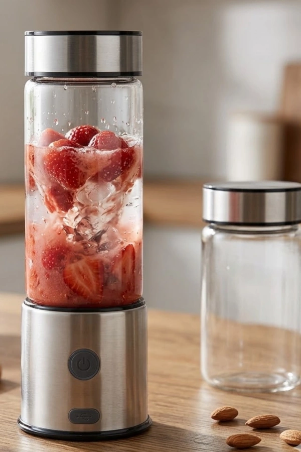 USB Type C Şarjlı Cam Blender 6 Bıçaklı Smoothie ve Shake Blender