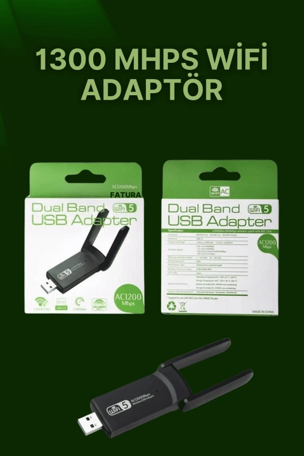 USB WiFi Adaptör – 1200 Mbps Hız