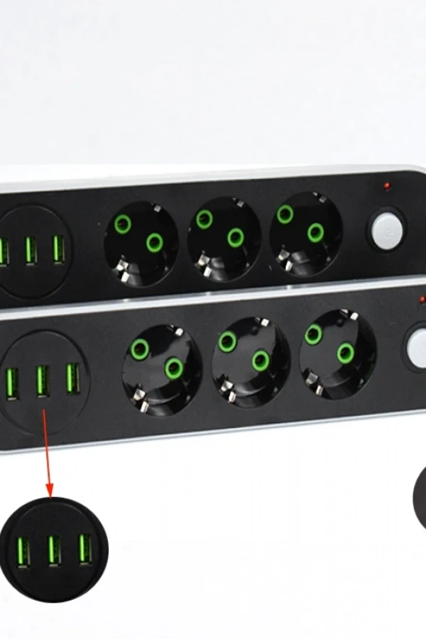 USB Yuvalı Üçlü Priz