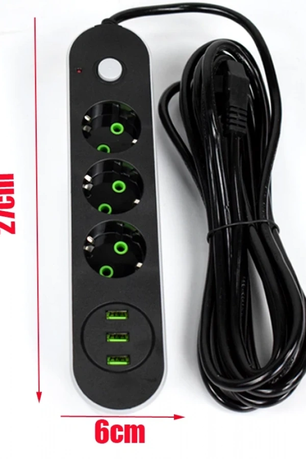 USB Yuvalı Üçlü Priz