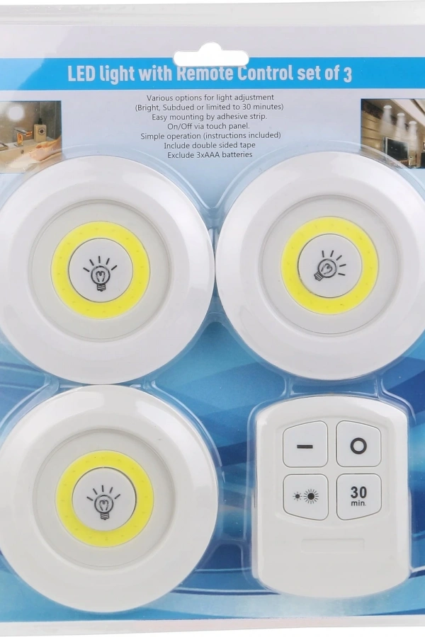 Uzaktan Kumandalı Yapışkanlı 3lü Led Spot Lamba
