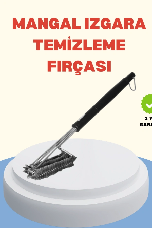 Uzun Saplı Izgara Temizleme Fırçası Çelik Telli