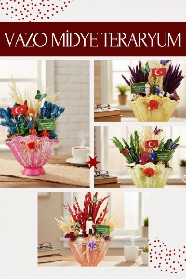 Vazo Midye Teraryum - Öğretmenler Günü Hediyesi