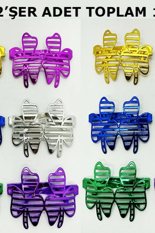 Vegas Casino Temalı Parti Gözlüğü 6 Renk 12 Adet