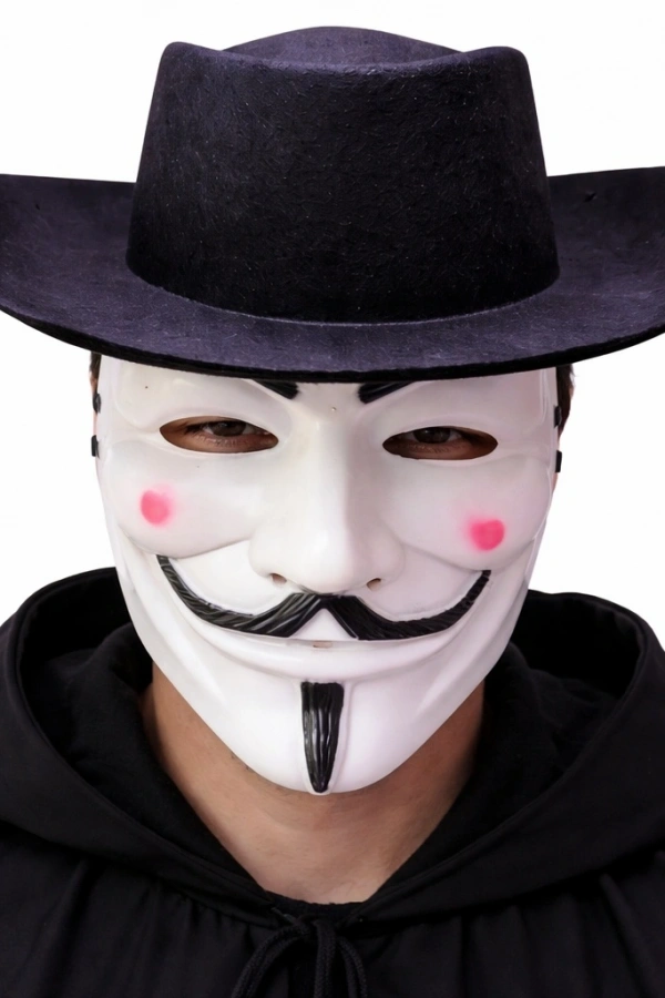 Vendetta Maske ve Şapka Seti – Anonim Stil Parti Maskesi