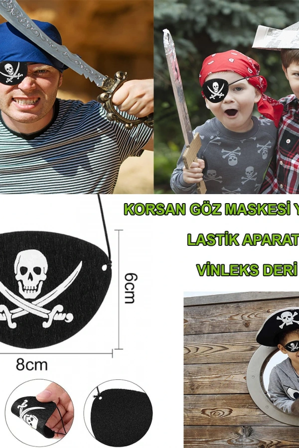 Vinleks Deri Korsan Göz Bandı Lastikli