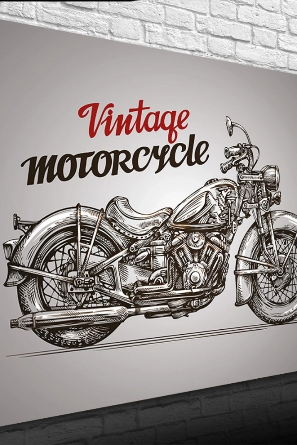 Vintage Motorcycle Poster Kanvas Tablo 50 x 70