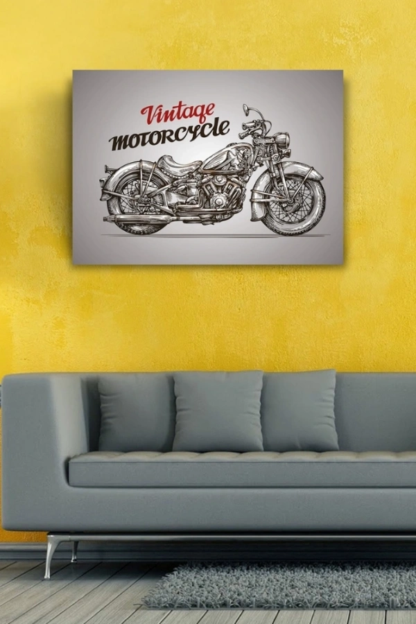Vintage Motorcycle Poster Kanvas Tablo 50 x 70
