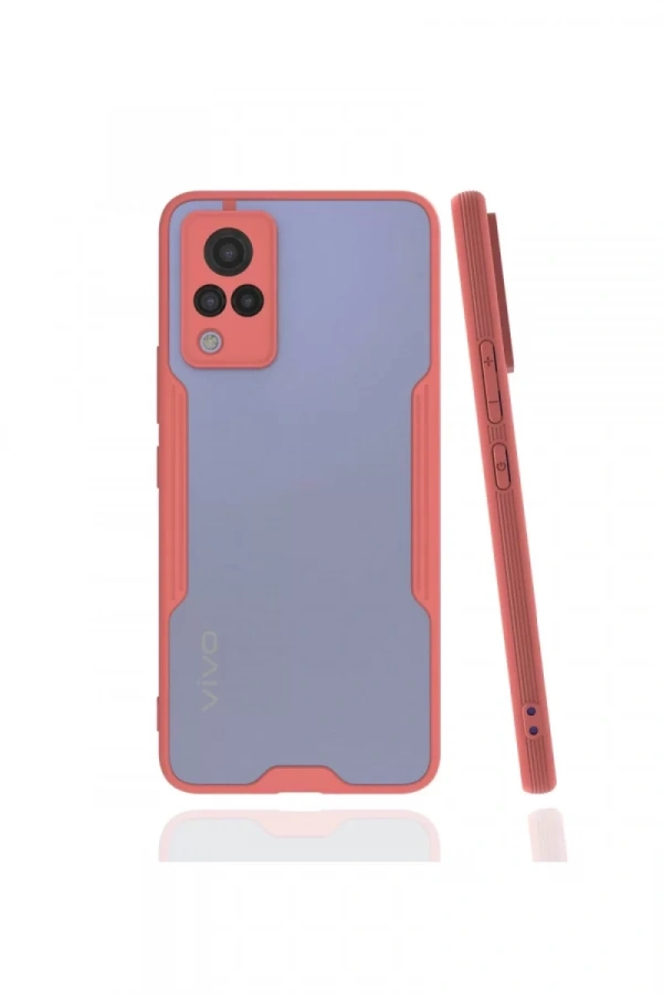 Vivo V21 Kılıf Platin Silikon - Pembe