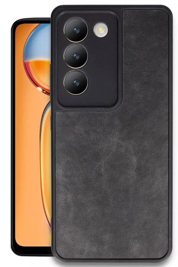 Vivo V30 Lite 4G Kılıf Aras Deri Kapak - Siyah