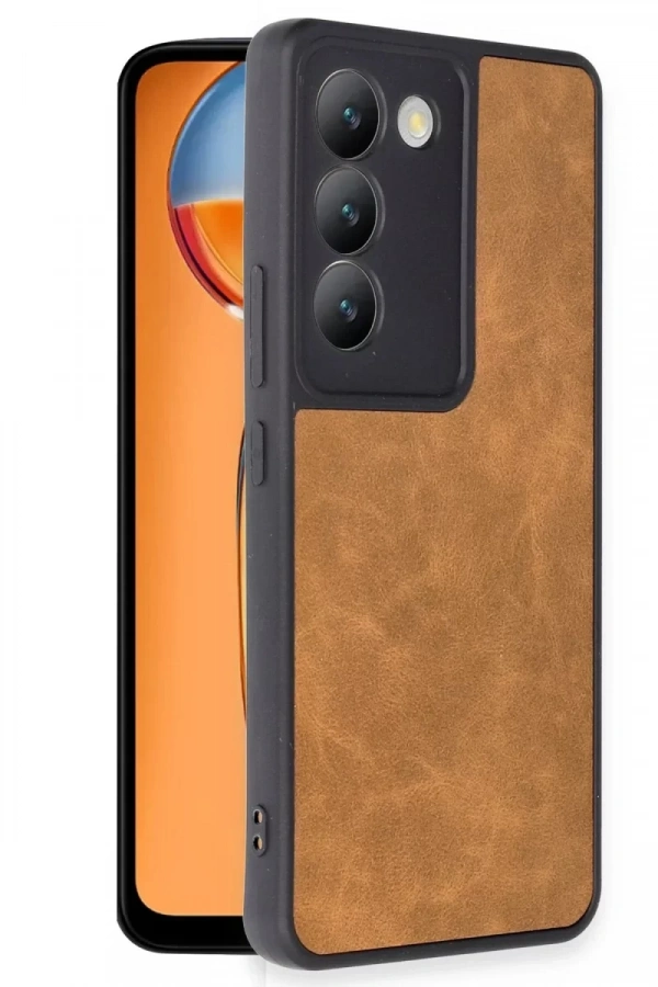 Vivo V30 Lite 4G Kılıf Aras Deri Kapak - Taba