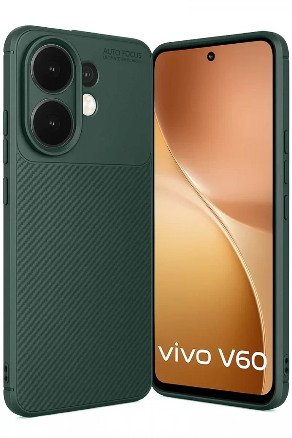 Vivo V60 5G Auto Focus Karbon Kapak - Koyu Yeşil