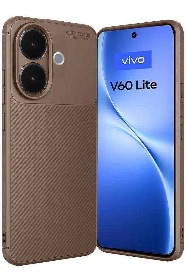 Vivo V60 Lite Auto Focus Karbon Kapak - Kahverengi