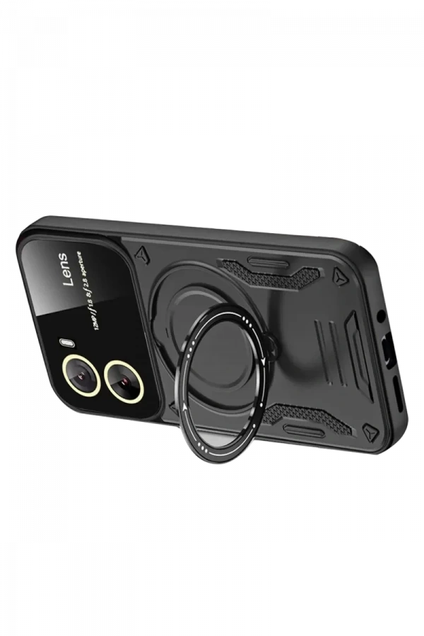Vivo Y16 Kılıf Joy Lens Standlı Kapak - Siyah