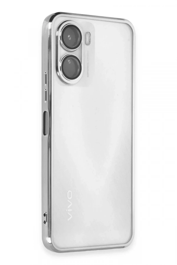 Vivo Y16 Kılıf Lensli Silikon - Gümüş